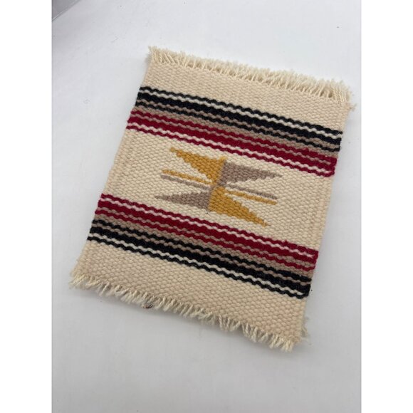 Set Of 4 Handcrafted New Mexico Chimayo Weaving Coasters 4"x4" - Picture 2 of 3